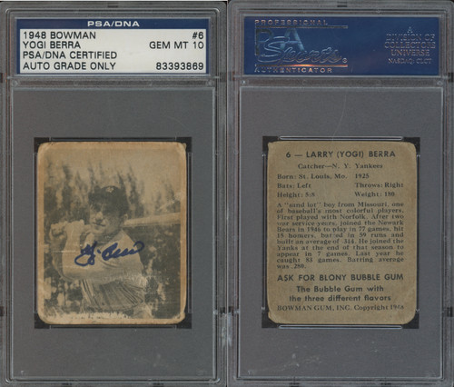 1948 Bowman Yogi Berra #6 card