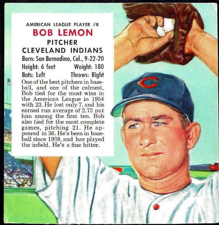 1955 Red Man Tobacco Bob Lemon #8 card