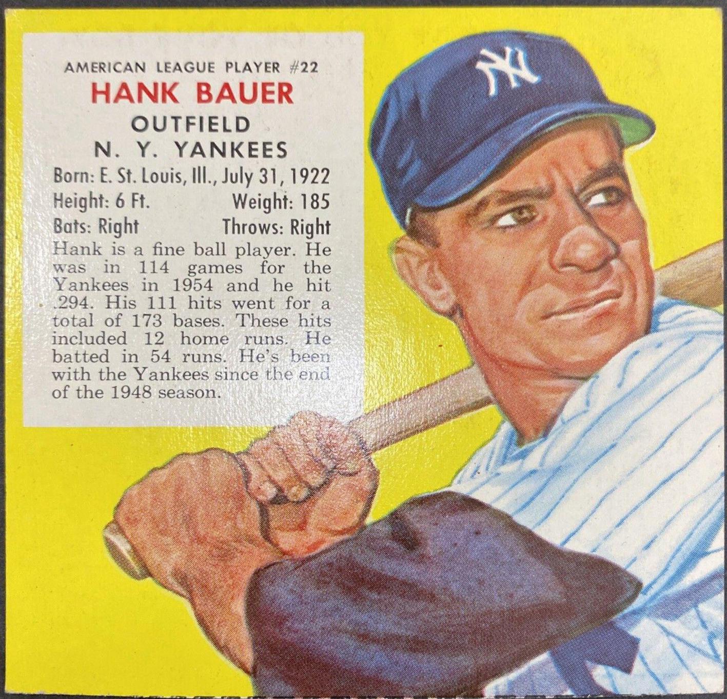 1955 Red Man Tobacco Hank Bauer #22 card