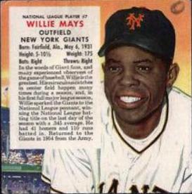 1955 Red Man Tobacco Willie Mays #7 card