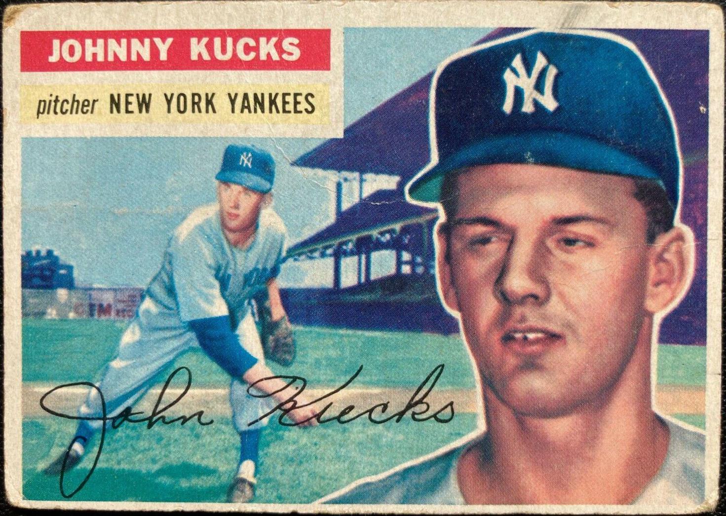 1956 Topps Johnny Kucks [Gray Back] #88 card