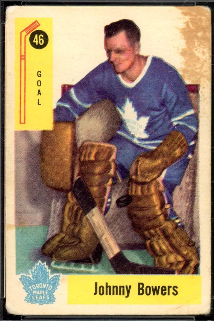 1958 Parkhurst Johnny Bower [Error Misspelled Bowers on Card Front] #46 card