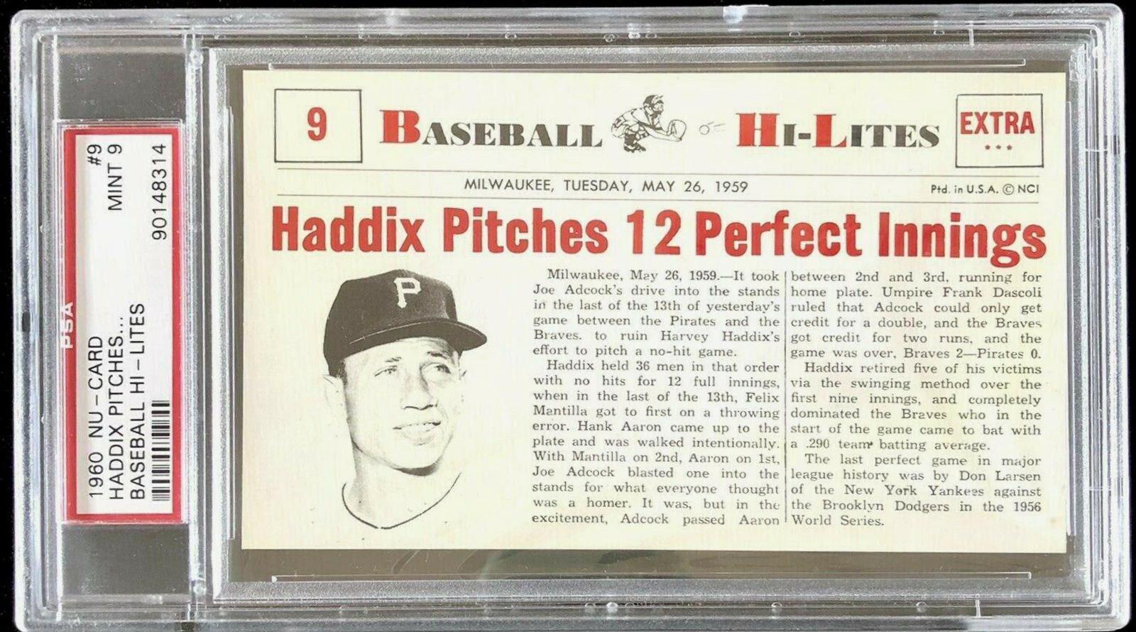 1960 NU Card Baseball Hi Lites Haddix Pitches #9 card
