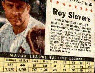 1961 Post Cereal Roy Sievers [Hand Cut] #26 card