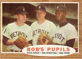 1962 Topps Steve Boros / Bob Scheffing / Jake Wood #72 card