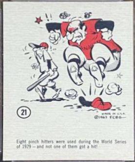 1963 Gad Fun Cards Eight Pinch Hitters Used #21 card