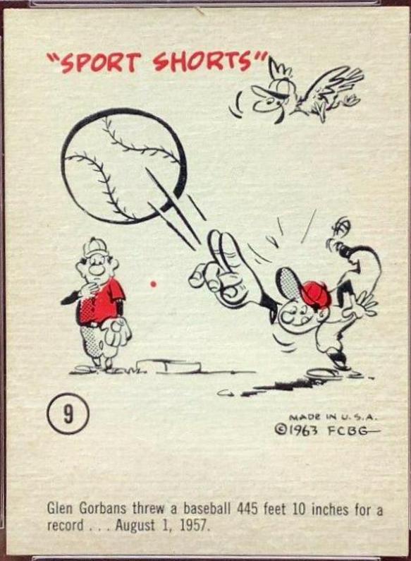 1963 Gad Fun Cards Glen Gorbous #9 card