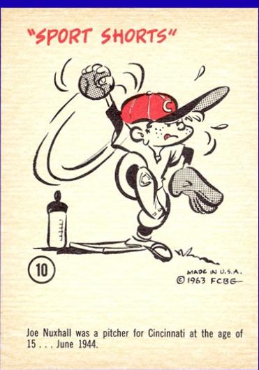 1963 Gad Fun Cards Joe Nuxhall #10 card