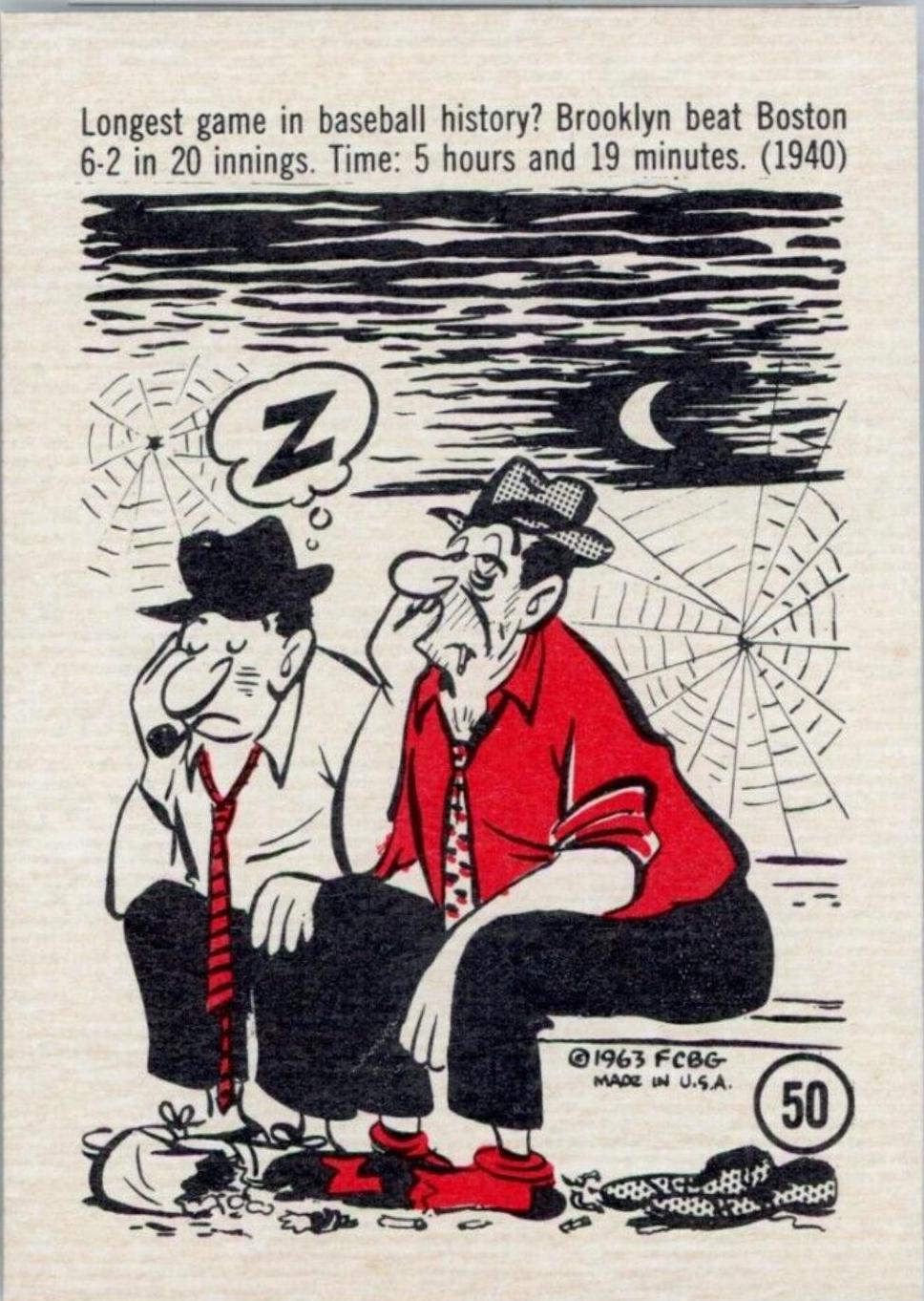 1963 Gad Fun Cards Longest Game #50 card