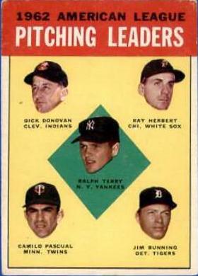 1963 Topps 1962 American League Pitching Leaders #8 card