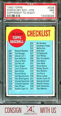 1963 Topps Checklist 507-576 [Copyright to Right] #509 card