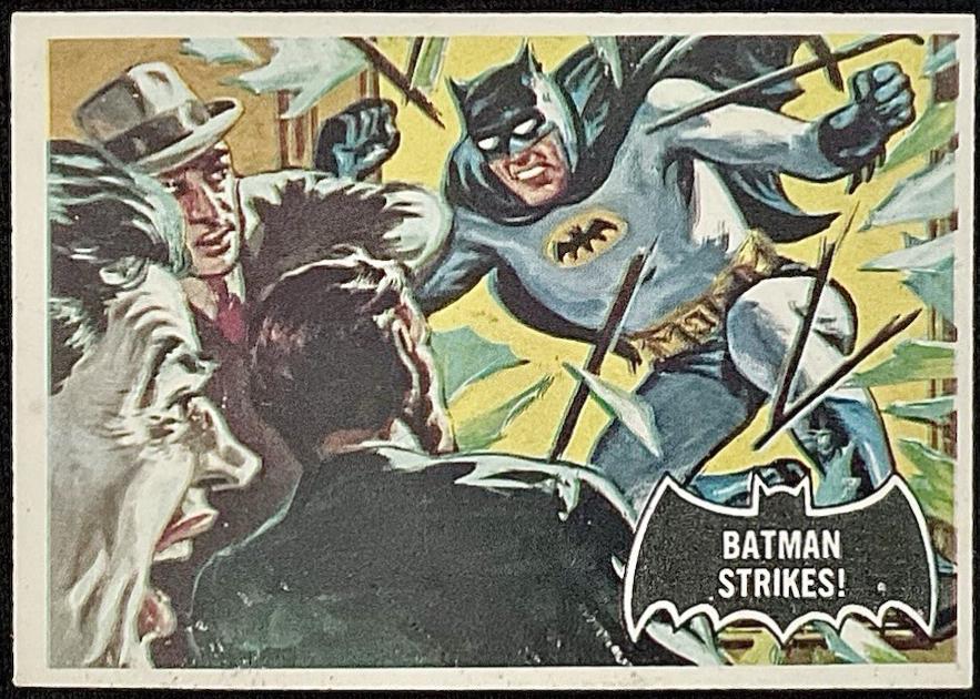 1966 Topps Batman Black Bat Batman Strikes! #12 card
