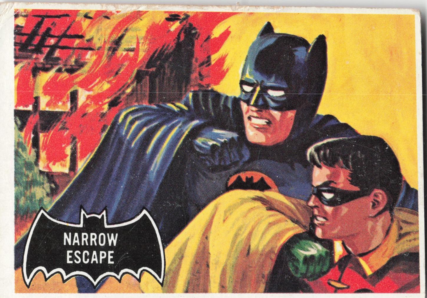 1966 Topps Batman Black Bat Narrow Escape #21 card