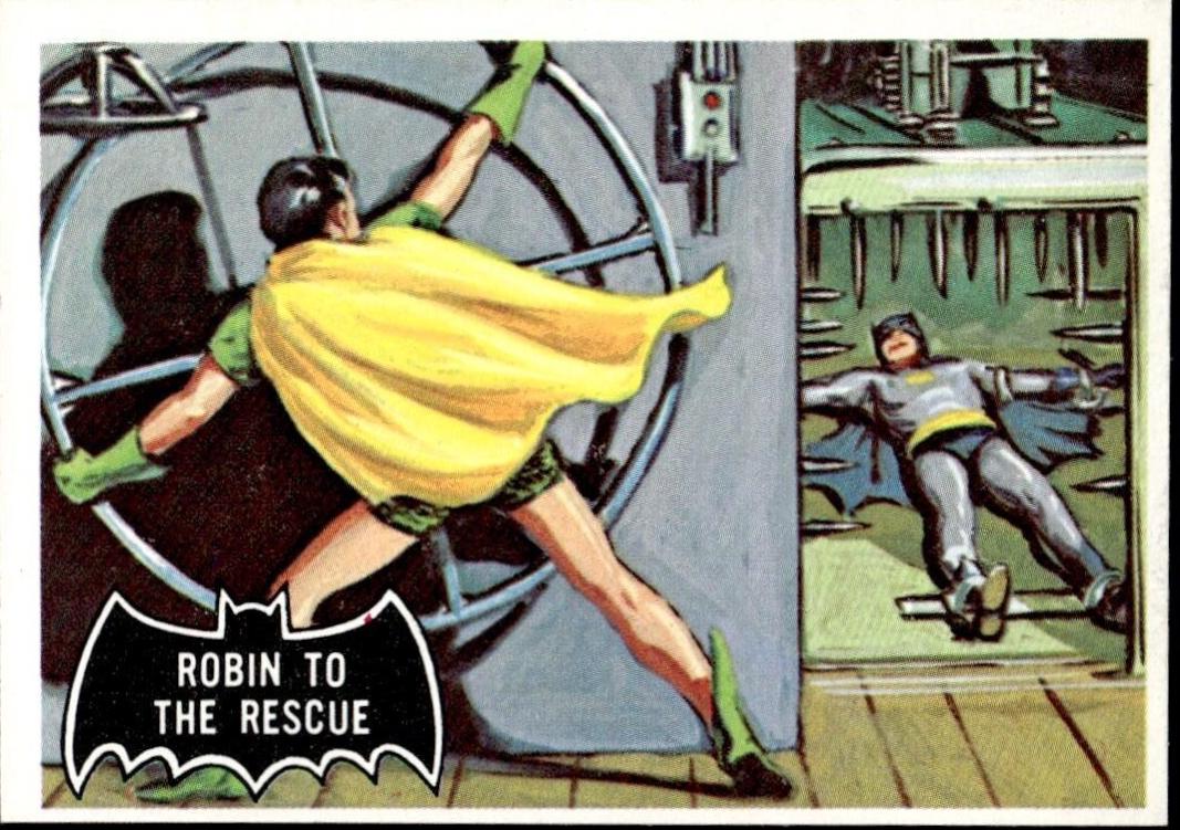 1966 Topps Batman Black Bat Robin to the Rescue #20 card