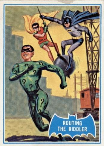 1966 Topps Batman Series B Routing the Riddler #22B card