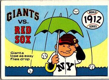 1970 Fleer World Series 1912 Red Sox, Giants #9 card
