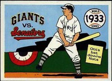 1970 Fleer World Series 1933 Giants, Senators [Mel Ott] #30 card