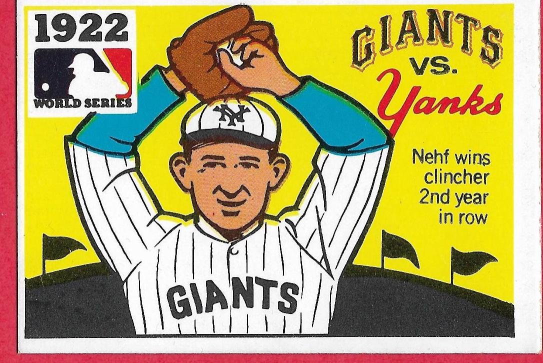 1971 Fleer World Series Black Back 1922 Giants, Yankees [Art Nehf] #20 card