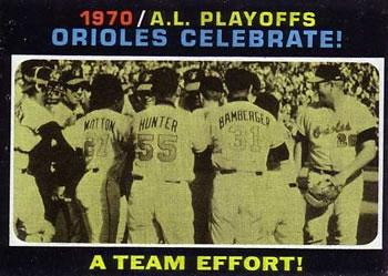 1971 Topps 1970 A.L. Playoffs Orioles Celebrate #198 card