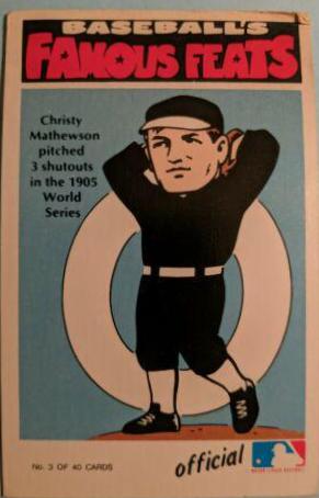 1972 Fleer Famous Feats Christy Mathewson #3 card