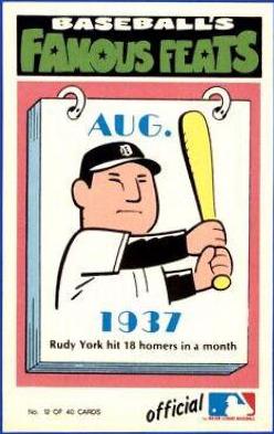 1972 Fleer Famous Feats Rudy York #12 card