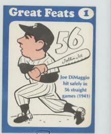 1972 Laughlin Great Feats Joe DiMaggio [Blue Border] #1 card