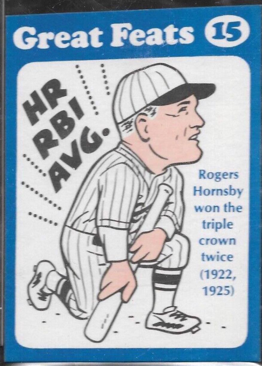 1972 Laughlin Great Feats Rogers Hornsby [Blue Border] #15 card