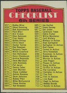 1972 Topps Checklist 657-787 [Copyright on Left] #604 card