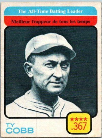 1973 O Pee Chee Ty Cobb [All Time Batting Leader] #475 card