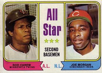 1974 Topps All Star Second Basemen [R. Carew, J. Morgan] #333 card
