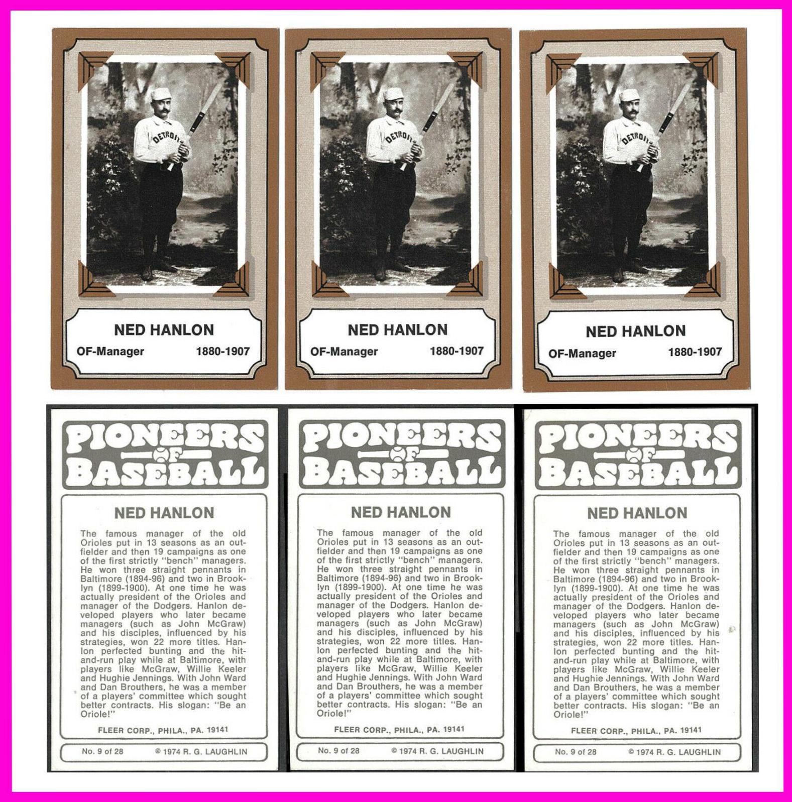 1975 Fleer Pioneers of Baseball Ned Hanlon #9 card