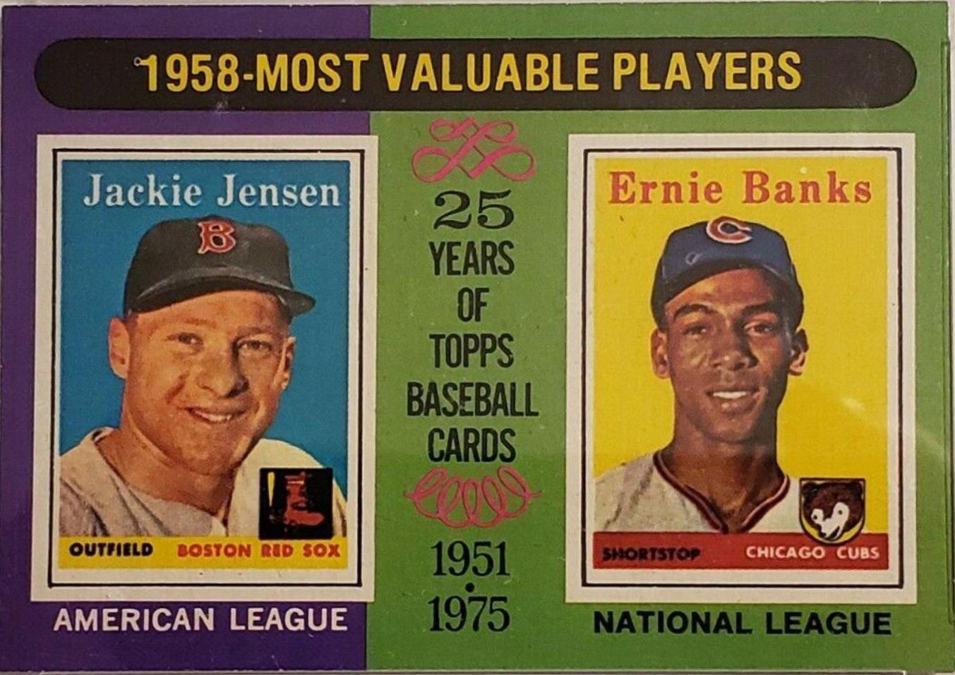 1975 Topps 1958 MVP's: Jackie Jensen, Ernie Banks #196 card