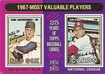 1975 Topps 1967 MVP's: Carl Yastrzemski, Orlando Cepeda #205 card