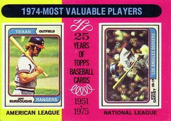 1975 Topps 1974 MVP's: Jeff Burroughs, Steve Garvey #212 card
