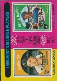 1975 Topps Mini 1959 MVP's [N. Fox, E. Banks] #197 card