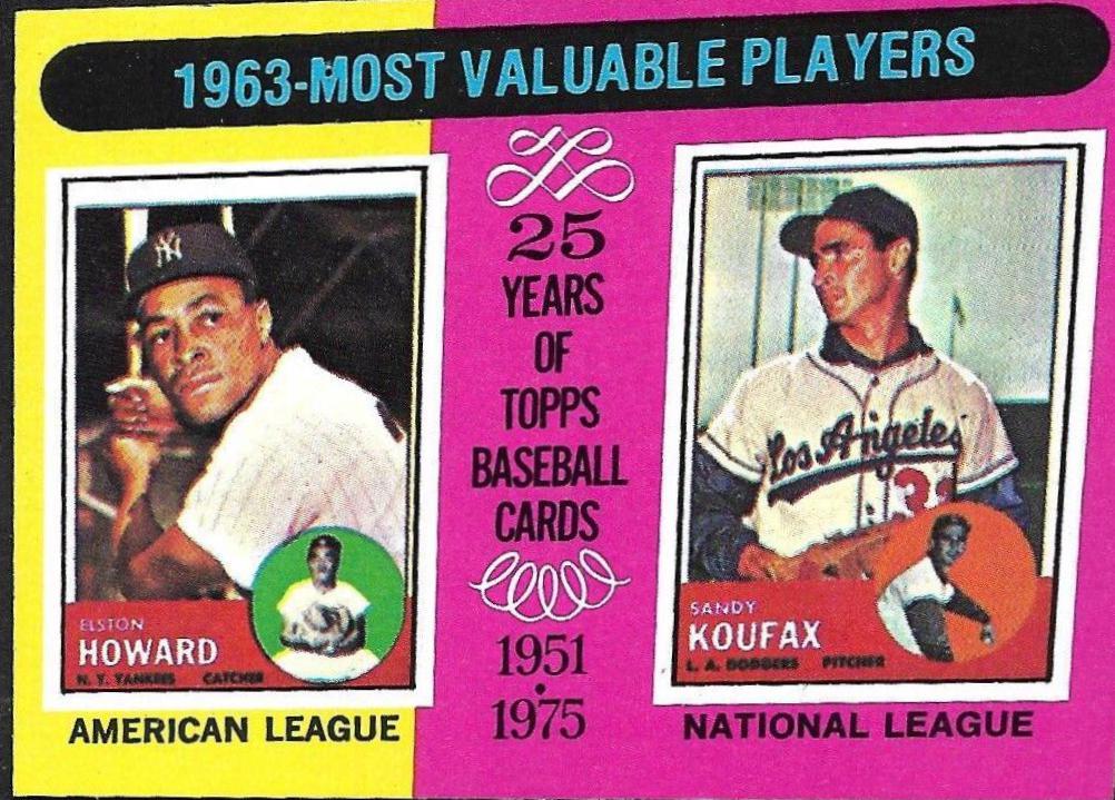 1975 Topps Mini 1963 MVP's [E. Howard, S. Koufax] #201 card