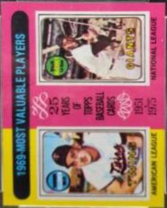 1975 Topps Mini 1969 MVP's [H. Killebrew, W. McCovey] #207 card