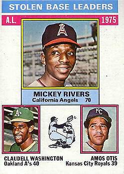 1976 Topps Al Stolen Base Ldrs [Rivers, Washington, Otis] #198 card