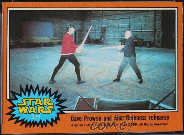 1977 Topps Dave Prowse and Alec Guinness rehearse #319 card