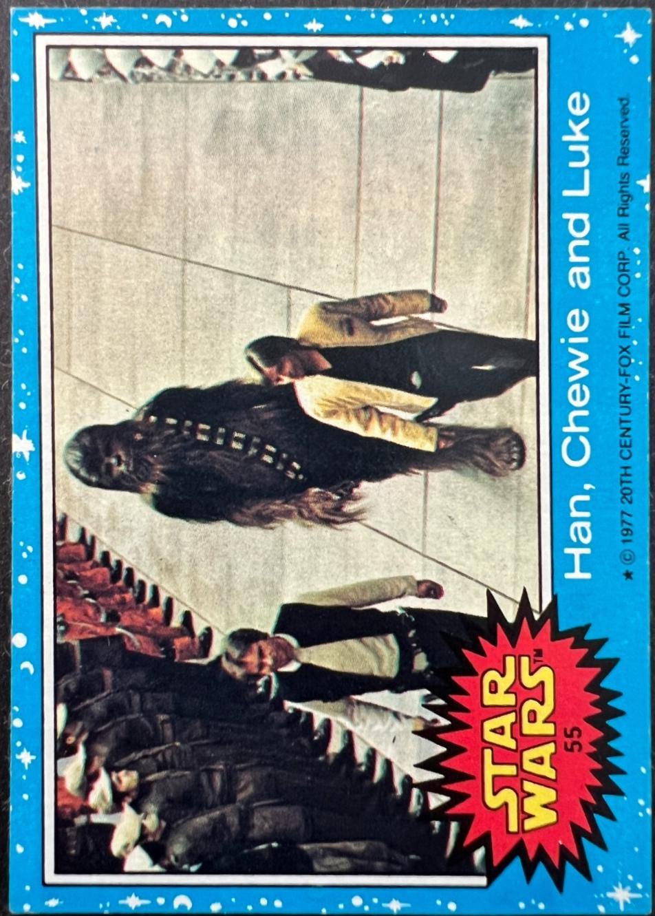 1977 Topps Han, Chewie, Luke #55 card