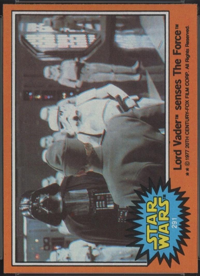 1977 Topps Lord Vader senses The Force #291 card