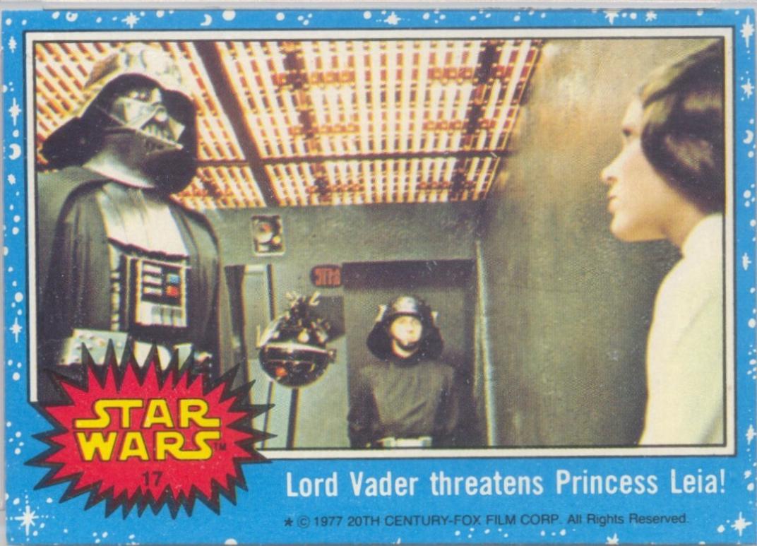 1977 Topps Lord Vader threatens Princess Leia! #17 card