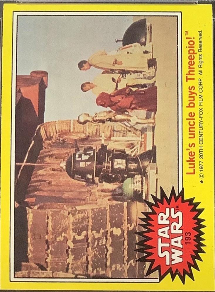 1977 Topps Luke's uncle buys Threepio! #193 card
