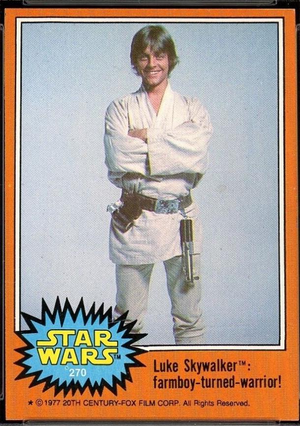 1977 Topps Luke Skywalker: farmboy-turned-warrior! #270 card
