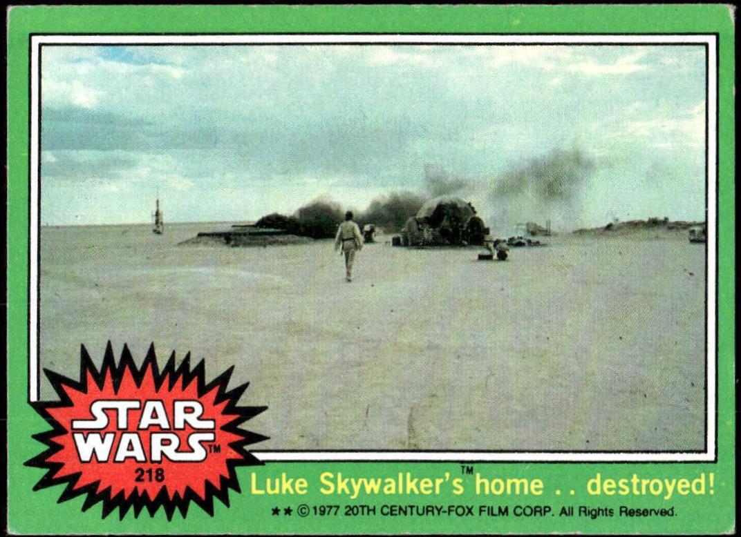 1977 Topps Luke Skywalker's home...destroyed! #218 card