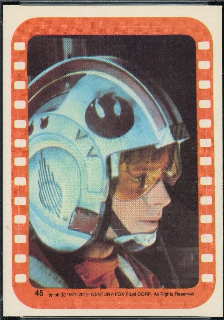 1977 Topps Stickers A critical moment for Luke Skywalker #45 card