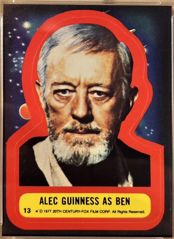 1977 Topps Stickers Alec Guinness as Ben #13 card