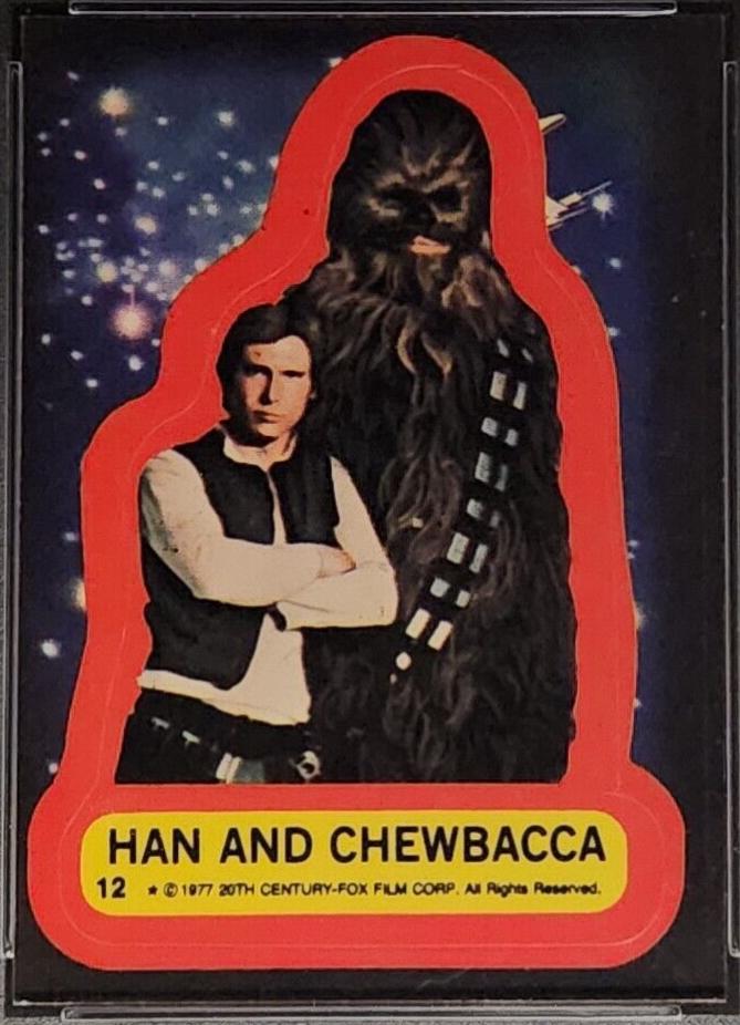 1977 Topps Stickers Han and Chewbacca #12 card