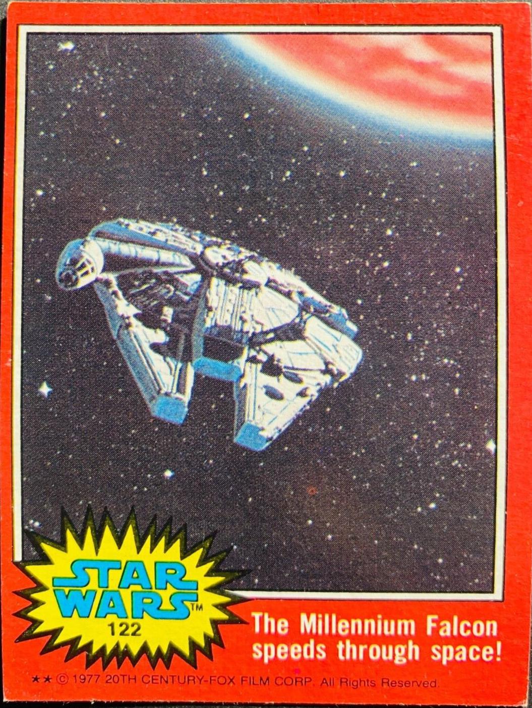 1977 Topps The Millennium Falcon speeds through space! #122 card