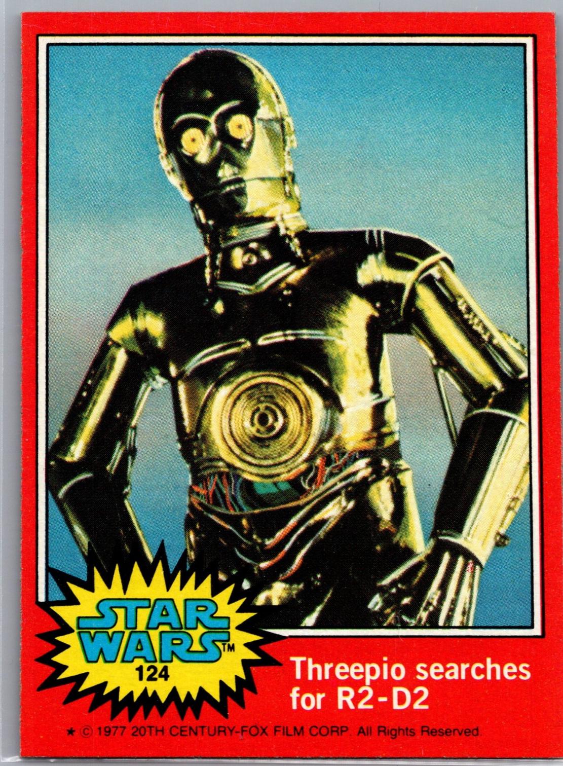 1977 Topps Threepio searches for R2-D2 #124 card
